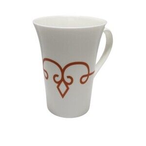 2014 Starbucks Fleur de Lis Ceramic Mug 11 fl oz White Orange